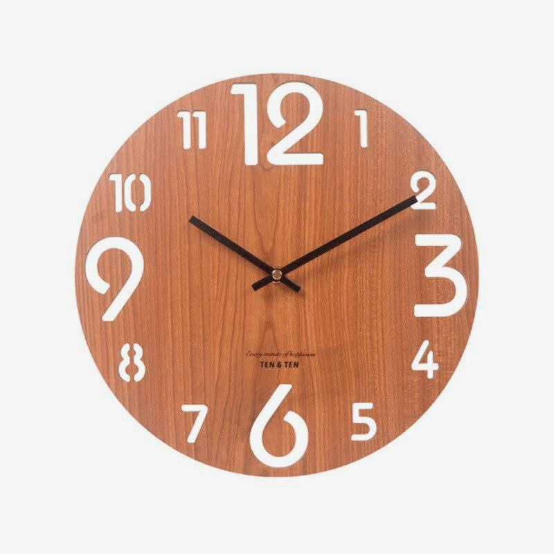 Reloj de pared redondo de madera estilo Tee III 30cm