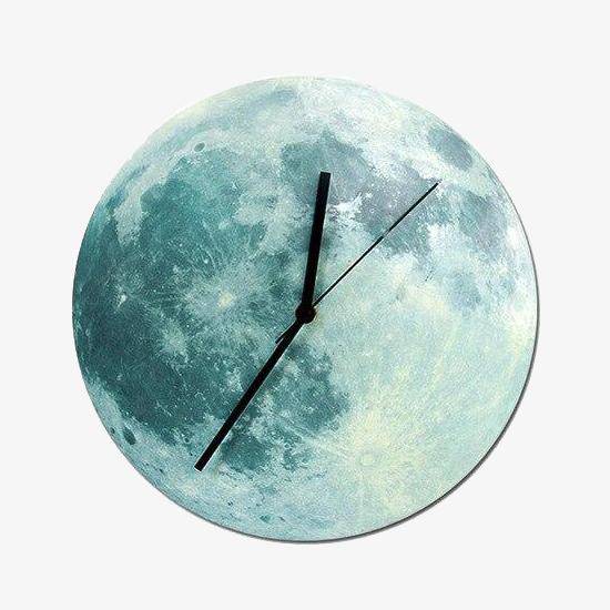 Round coloured moon wall clock 30cm Luminous