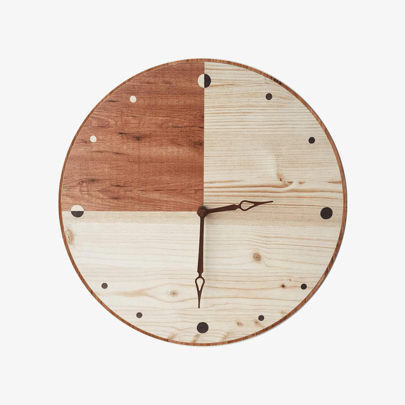 Scandinavian wooden wall clock in brown 28cm Hours