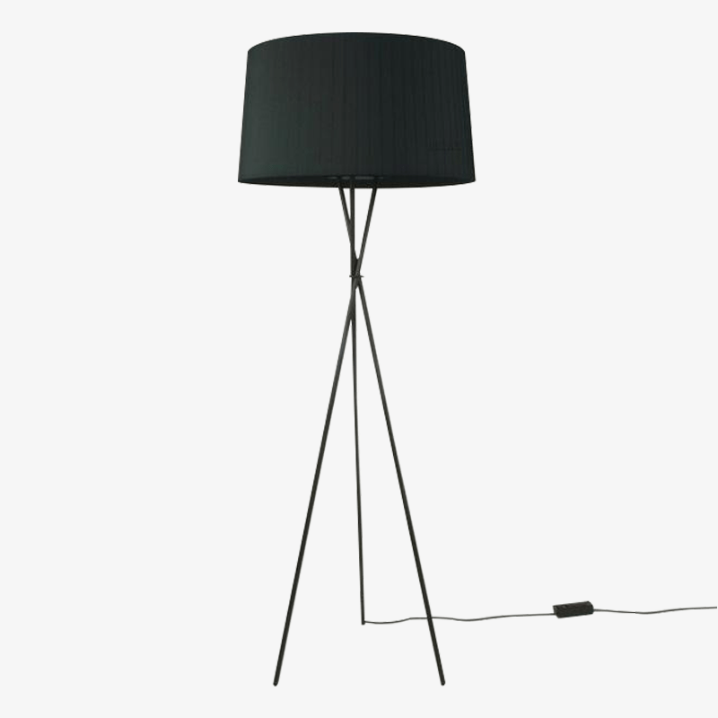 Floor lamp with crossed legs and black Nordic fabric shade