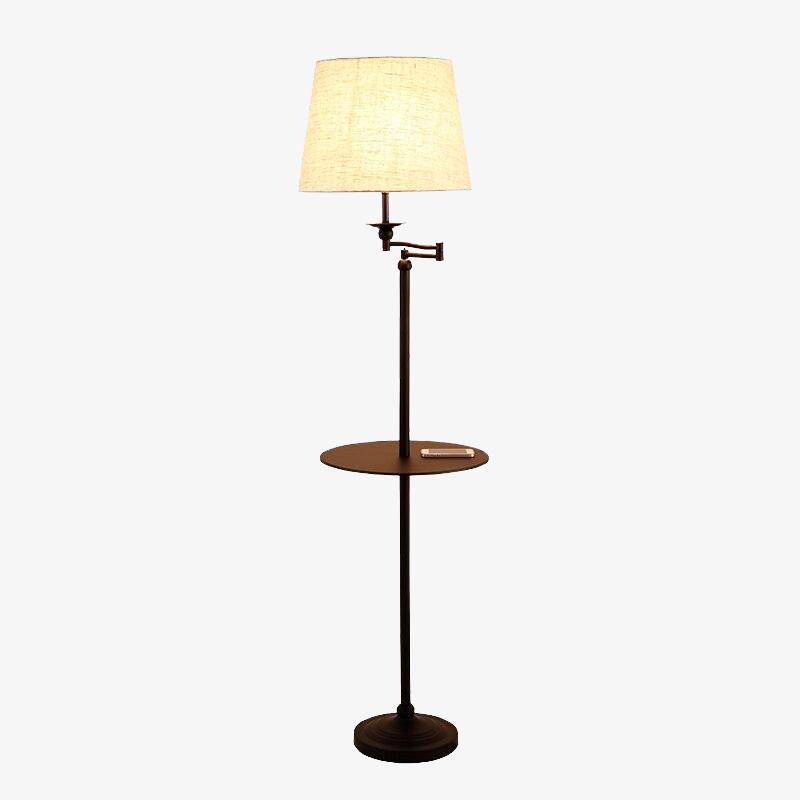 Lampadaire avec table et abat-jour en tissu Vertical