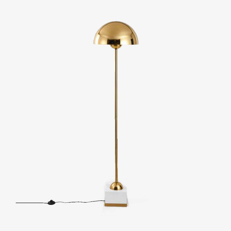 Lámpara de pie design de metal dorado con pantalla esférica