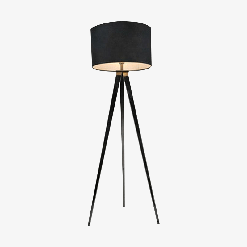 Floor lamp design Luxe on three legs and lampshade black fabric