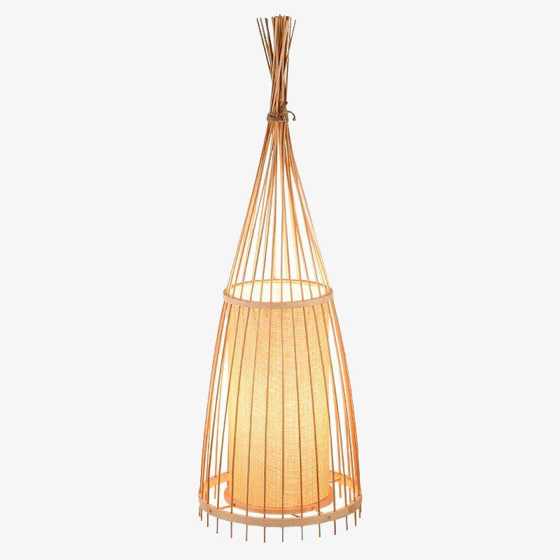 Lámpara de pie de bambú, estilo japonés