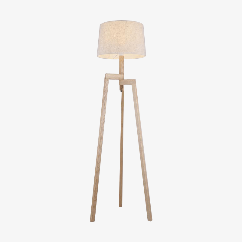 Floor lamp Modern Wood on 3 legs with lampshade fabric