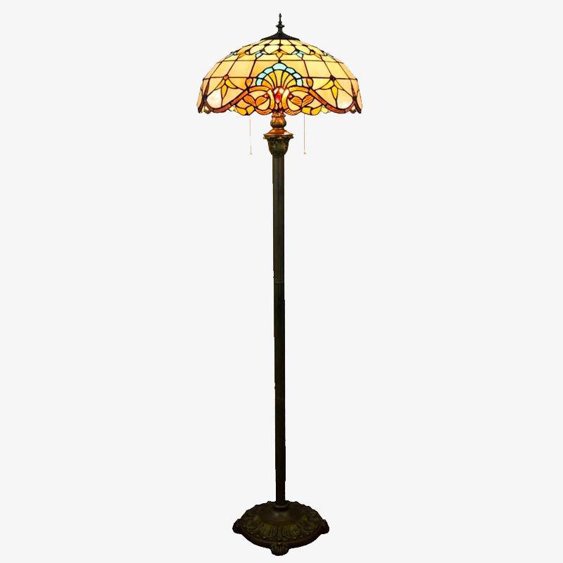 Floor lamp tiffany with lampshade in yellow stained glass