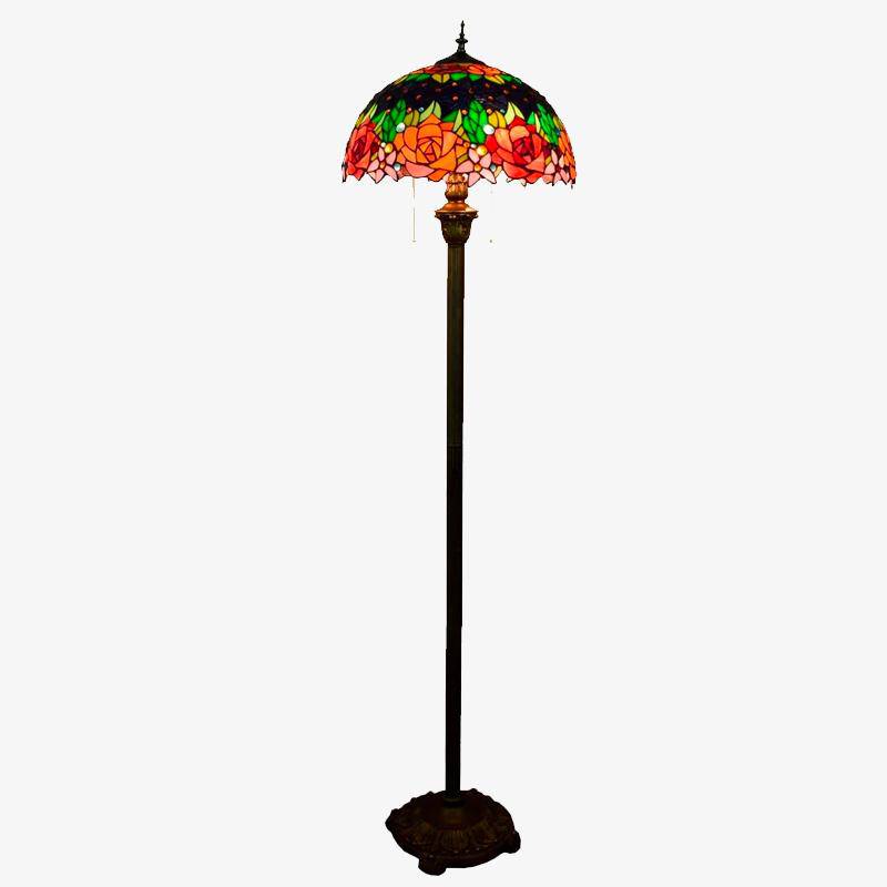 Floor lamp tiffany with lampshade in stained glass green Glaze