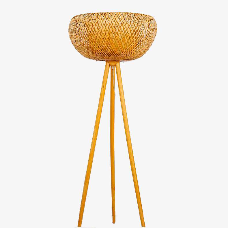 Floor lamp tripod with lampshade in bamboo Asia