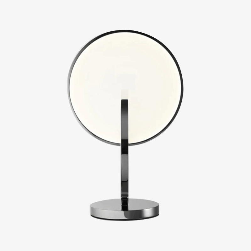 LED design table lamp with double silver disc Lee