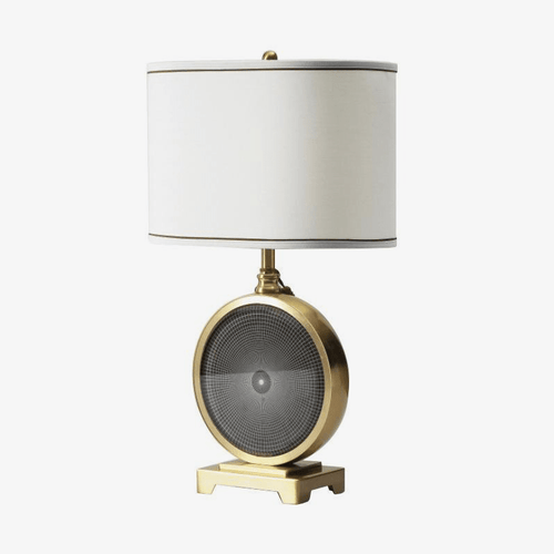 Lampe à poser design LED dorée avec abat-jour Monma