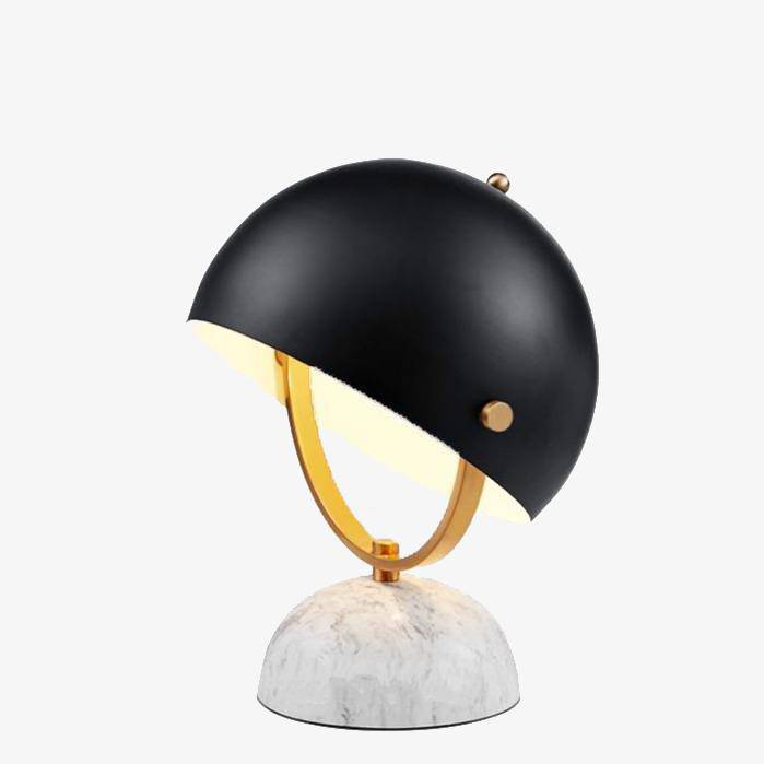 LED design table lamp in marble with lampshade rounded black