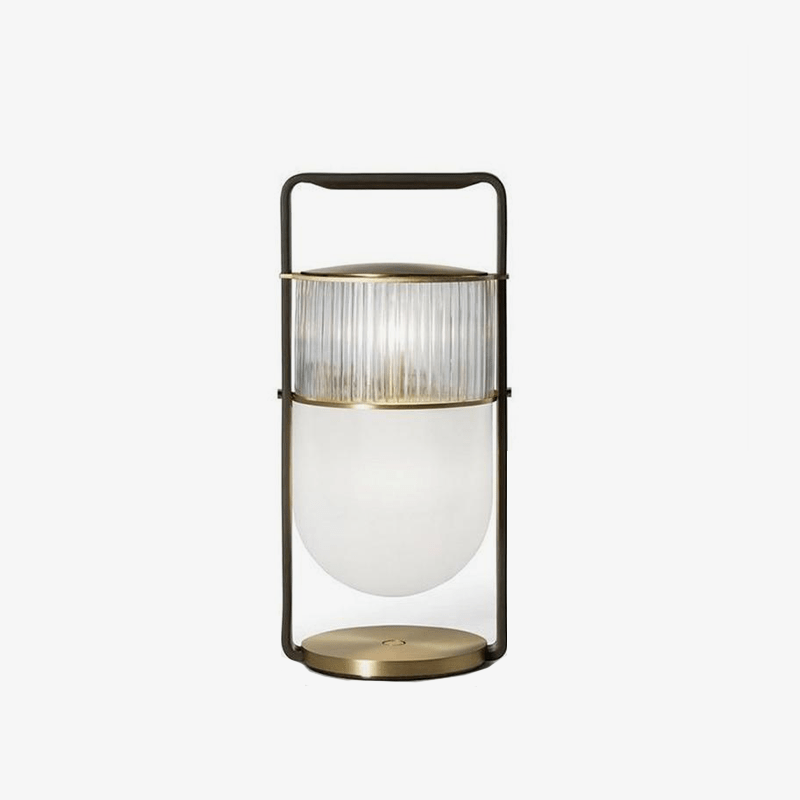 Lantern style glass LED table lamp