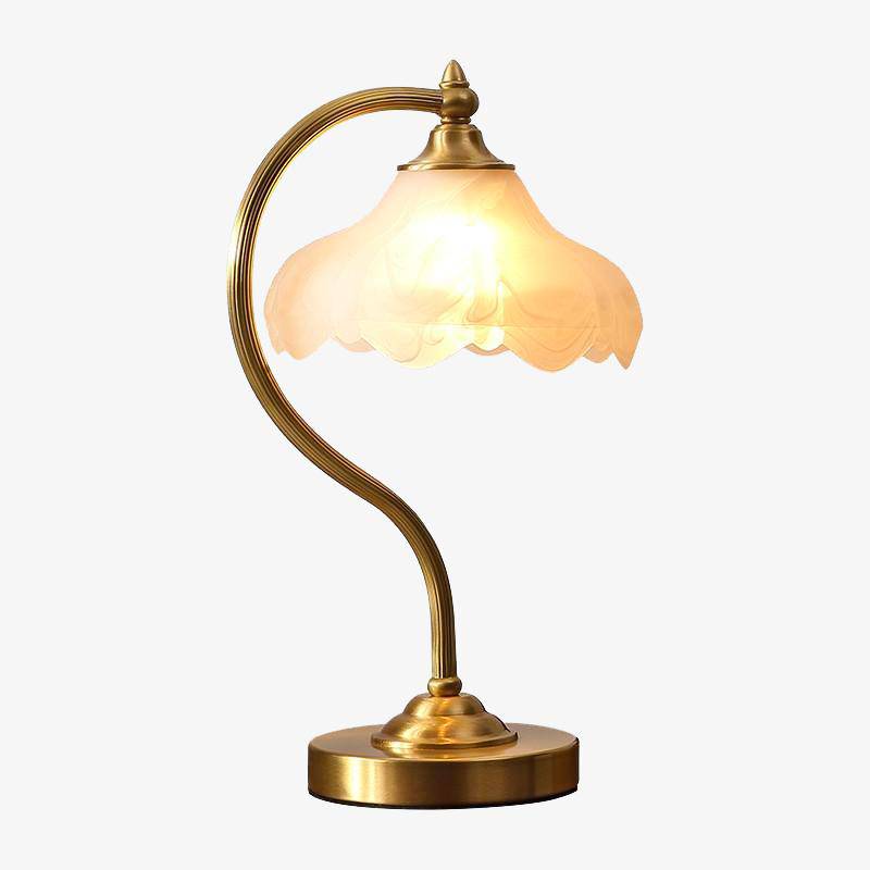 Lámpara de mesa dorada con pantalla de cristal Cobre