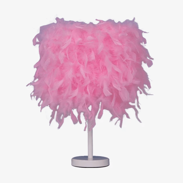 LED table lamp with coloured feathers