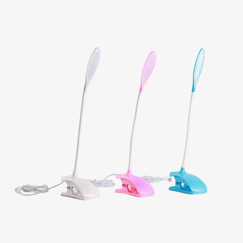 Coloured LED desk lamp with clip and USB