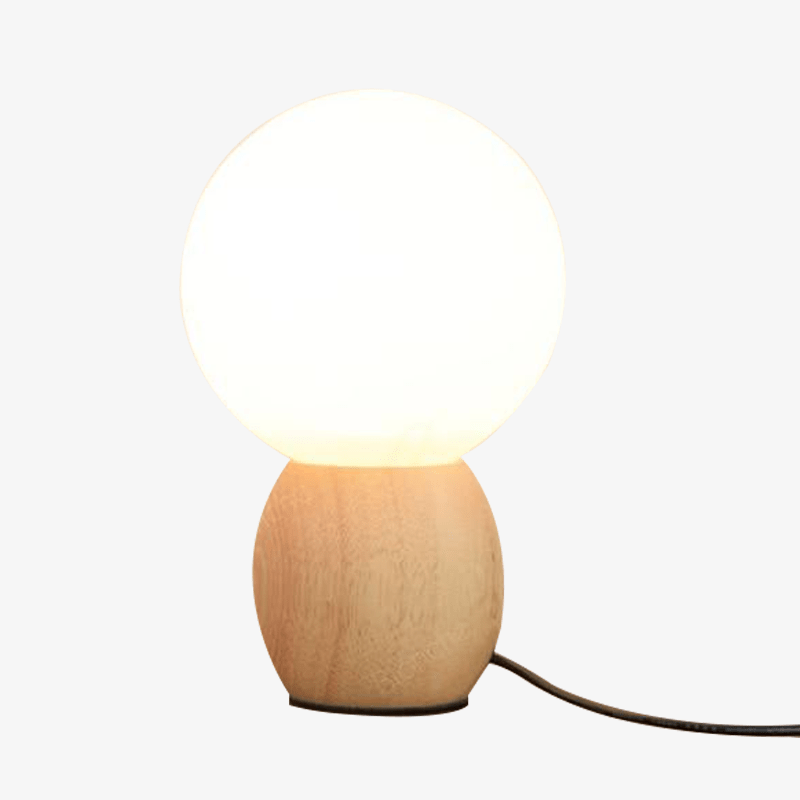 Lámpara de cabecera LED de bola de madera