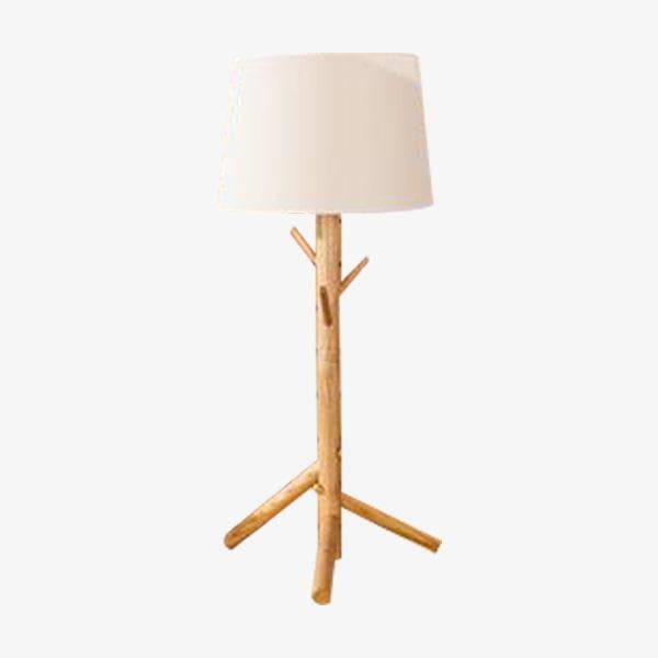 Bedside lamp with lampshade fabric and wooden base tree style
