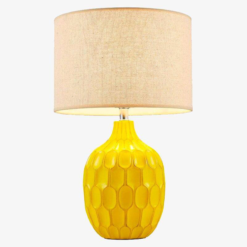 Yellow bedside lamp with lampshade Hotel fabric