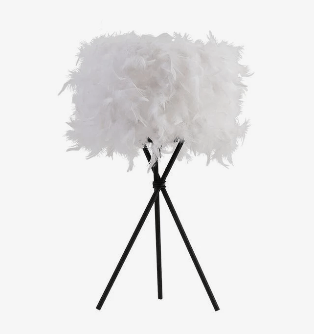 Feathered LED bedside lamp on three feet Room