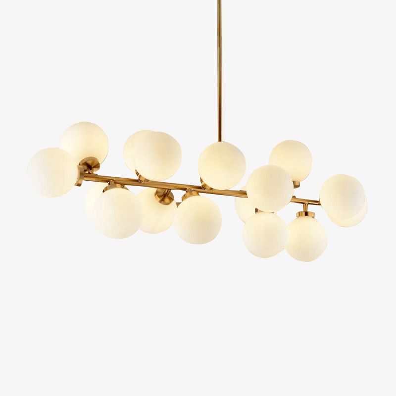 LED Design chandelier with branch (black or gold) and glass balls
