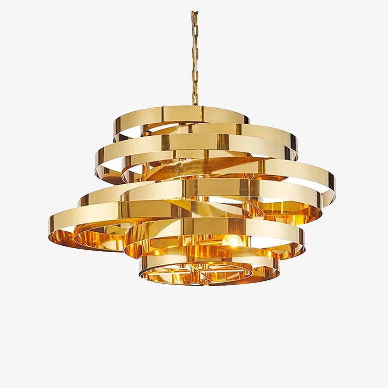 Chandelier design Golden rings with LED Tornado