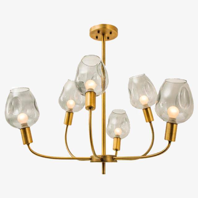 Gilded design chandelier and Modern smoked glass