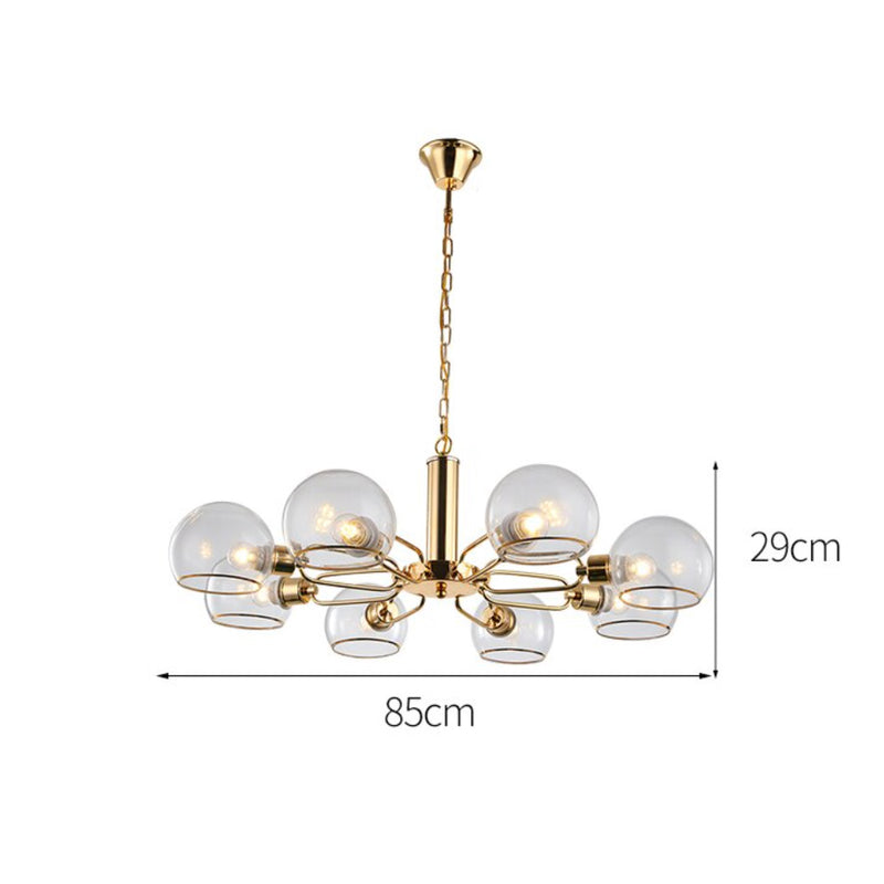 Lámpara de araña design moderna de oro con bolas de cristal