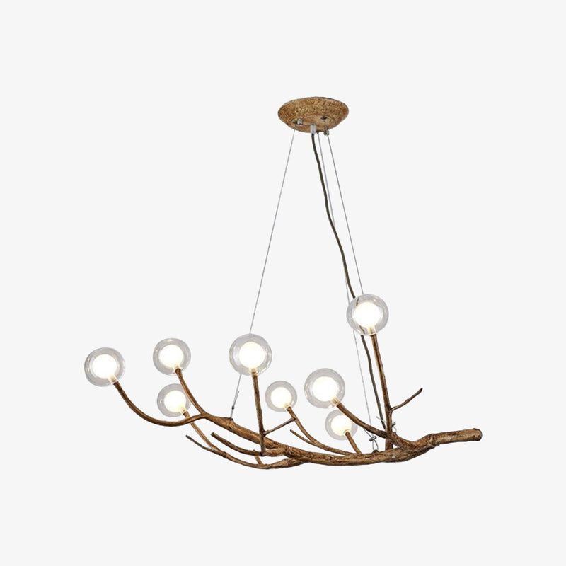 Modern design chandelier in the shape of tree branches with several LED lamps