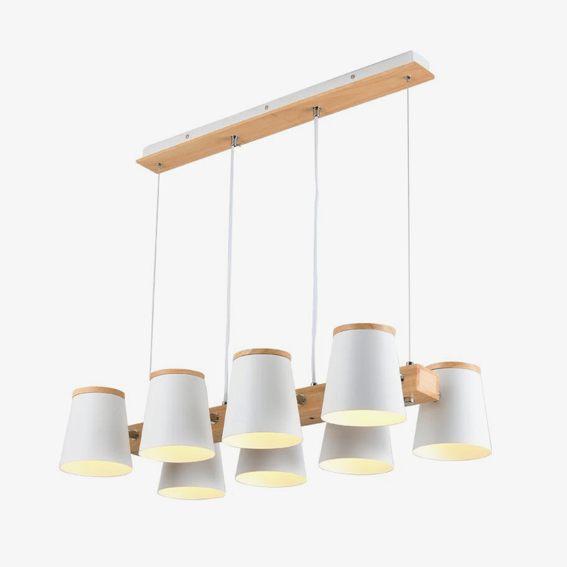 Wooden chandelier with adjustable metal lamp lampshade Dining