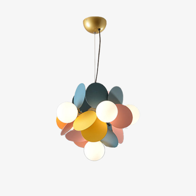 Modern chandelier with coloured round lamps Kebya