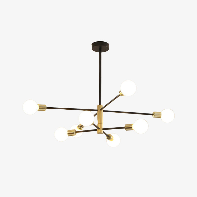 Modern black and gold metal chandelier Aries constellation style