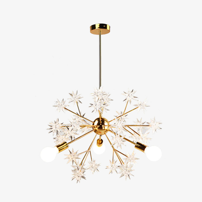 Modern metallic chandelier with sparkling stars Tanit