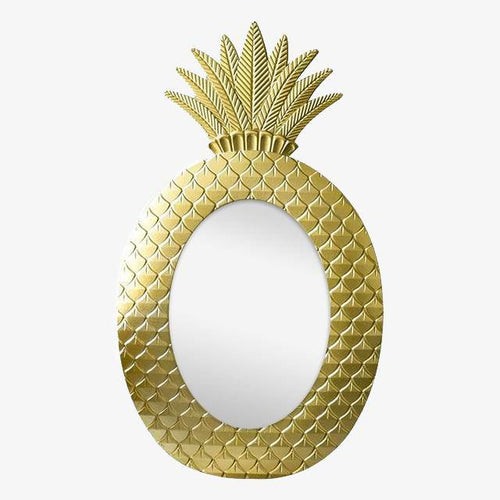 Miroir mural décoratif en forme d'ananas doré Vintage