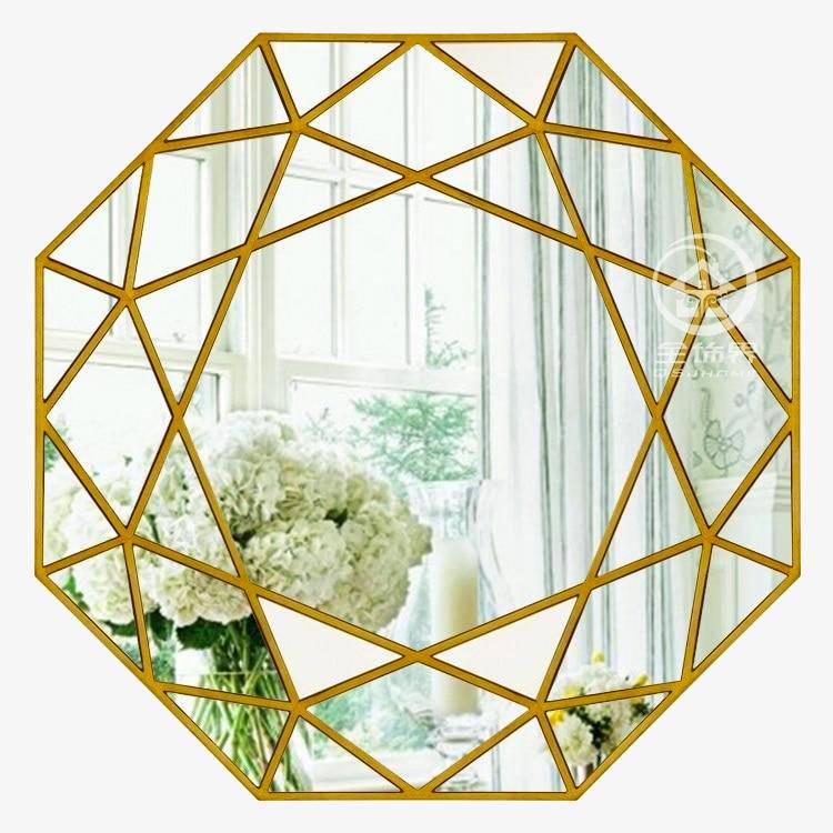 Modern octagonal gold wall mirror