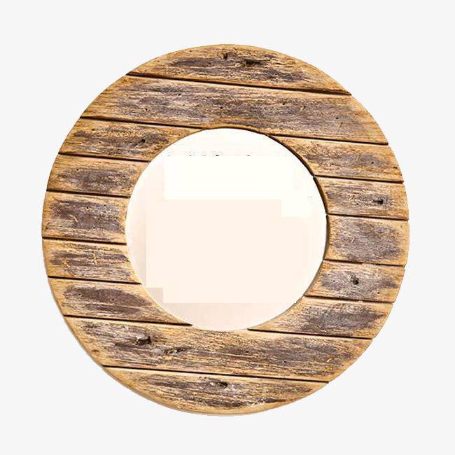 Decorative round wooden wall mirror with floor effect