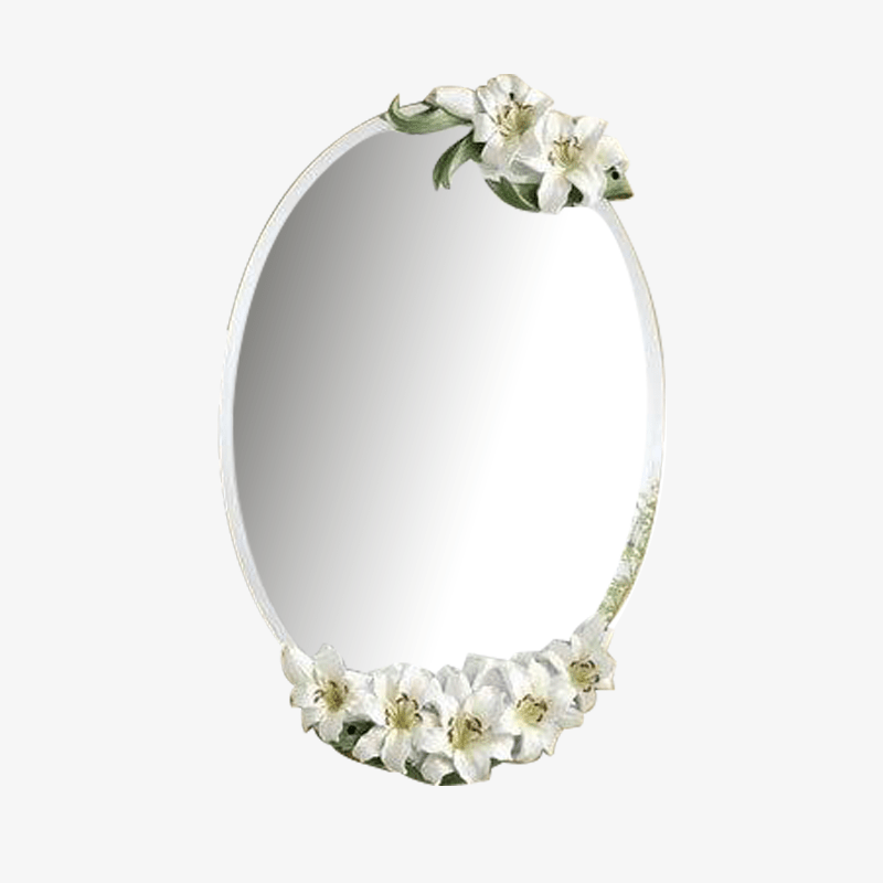 Oval wall mirror with flowers Lilies