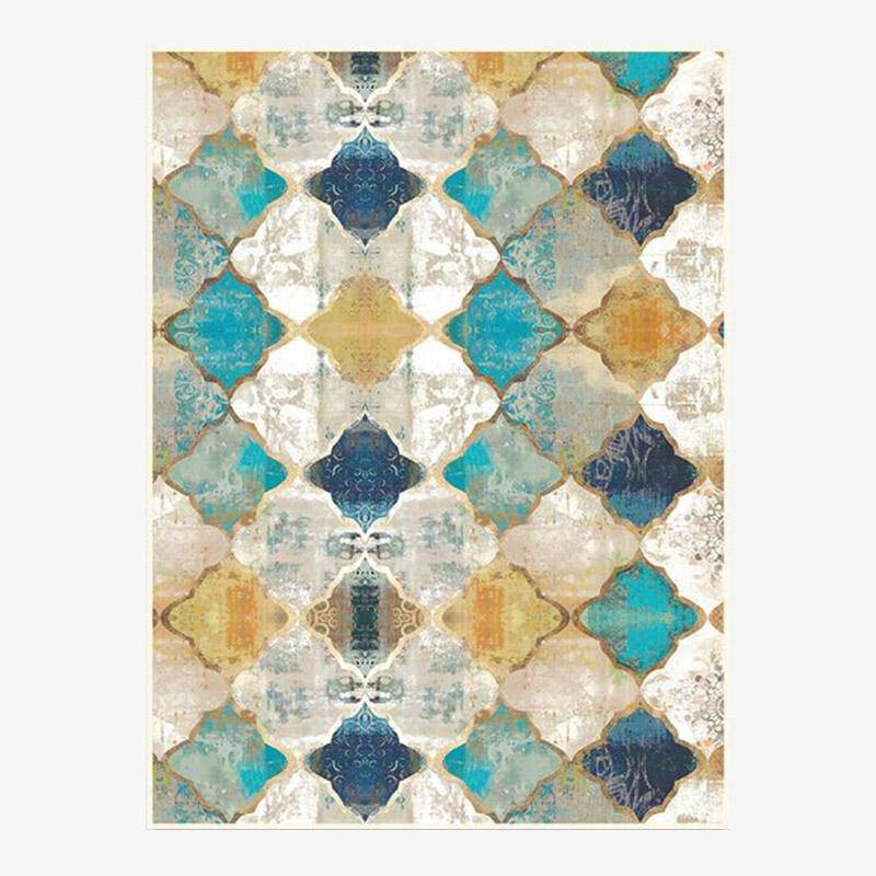 Alfombra persa rectangular con coloridos motivos geométricos
