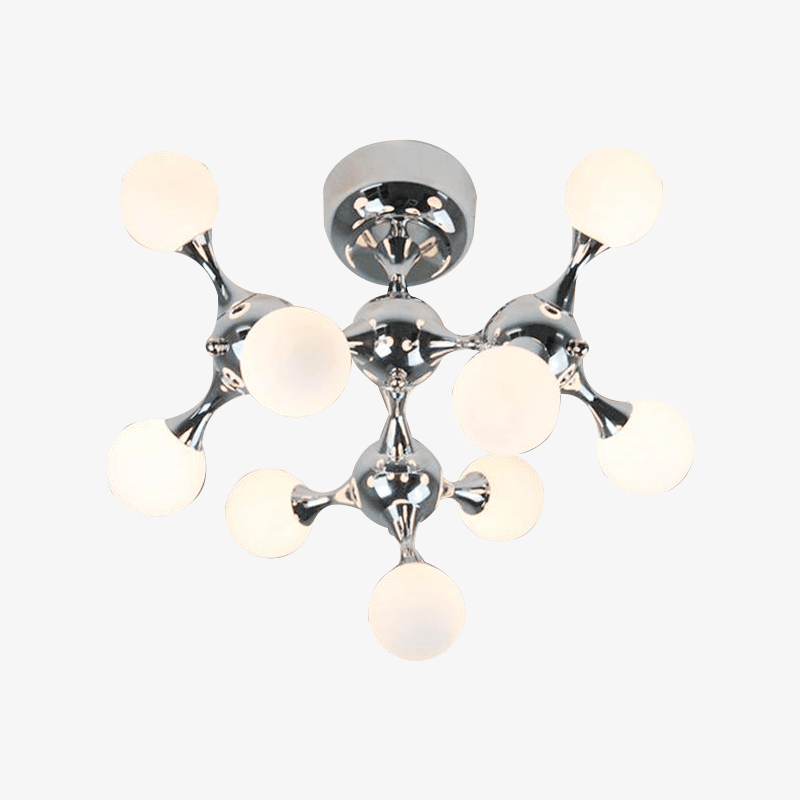 Chrome-plated ceiling lamp with modern LED molecule style