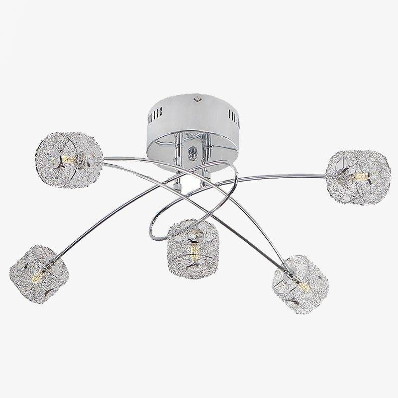 Chrome and crystal aluminium ceiling light