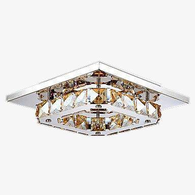 Square chrome LED ceiling lamp in Sala crystal