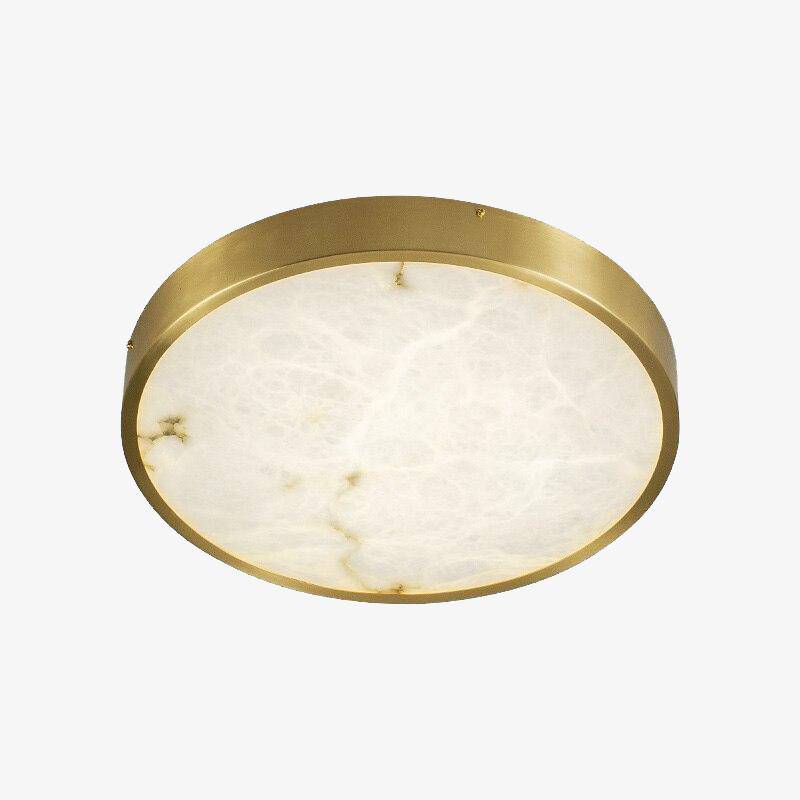 Lámpara de techo design LED redonda de mármol con bordes dorados