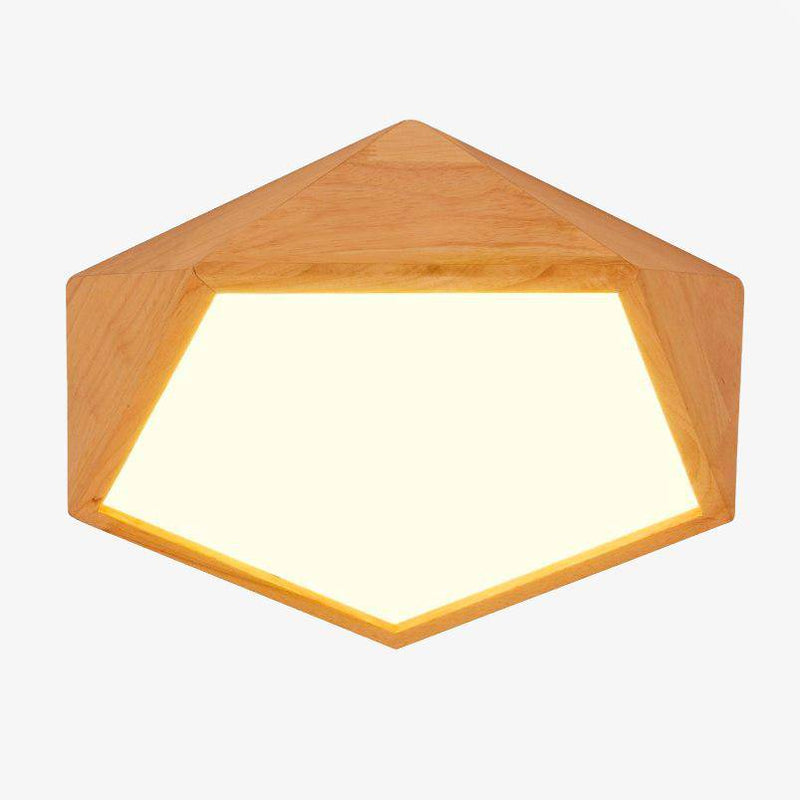 Geometric LED wood effect ceiling light