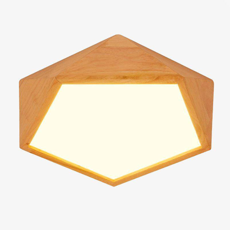 Plafón geométrico LED efecto madera