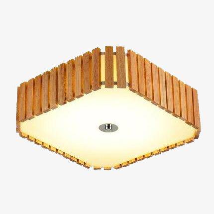 Square LED wooden ceiling light with rounded edges Simple