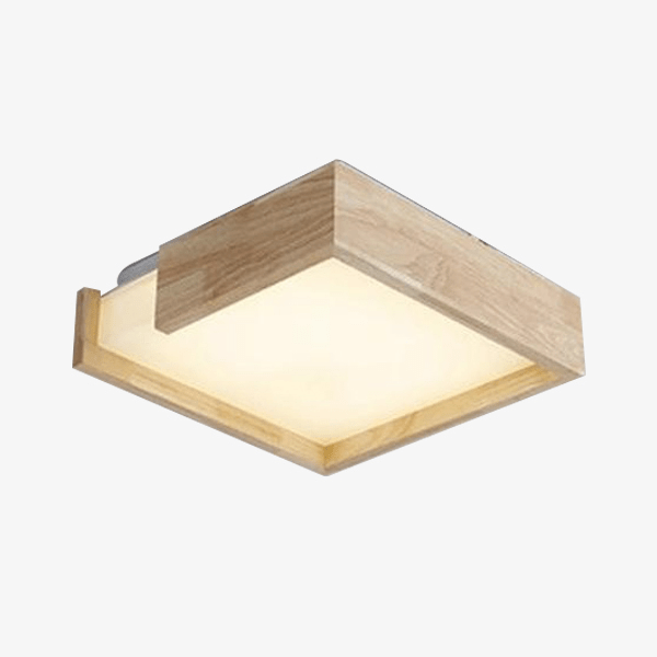 Lámpara de techo de madera con LED en cuadrado design