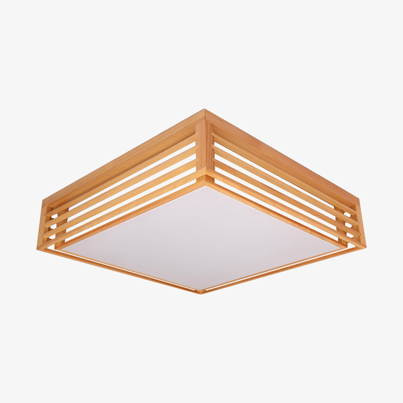 Lámpara de techo LED de madera con persianas japonesas cuadradas