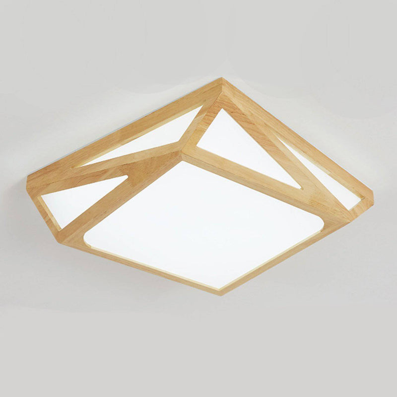 Lámpara de techo LED de madera con formas simétricas