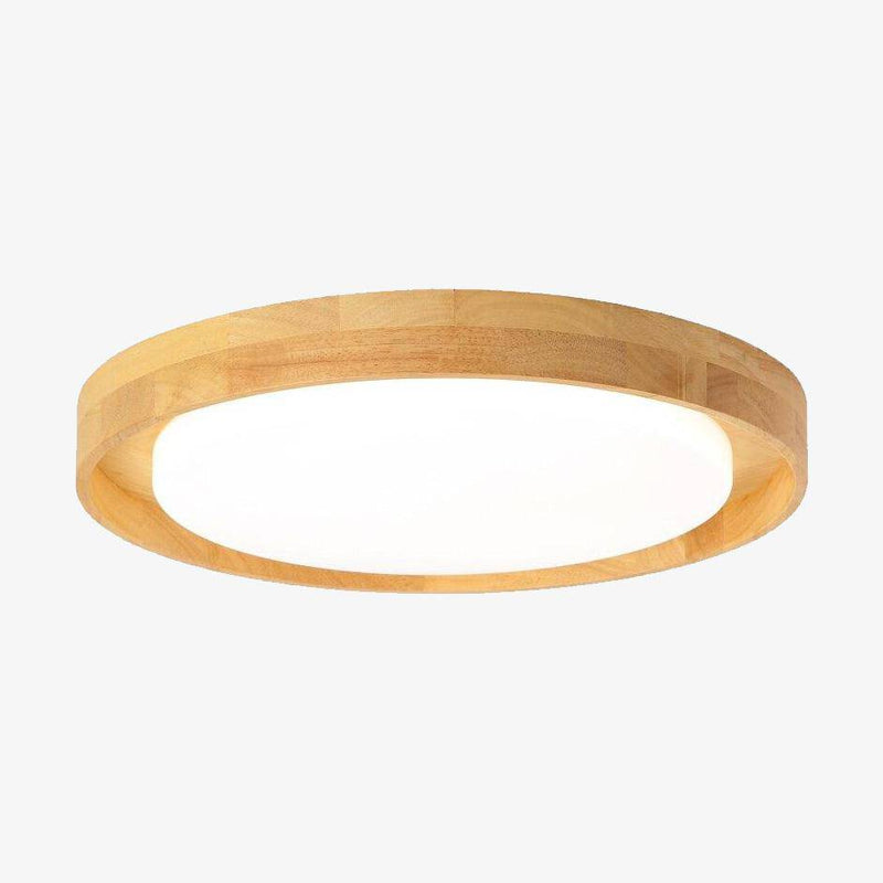 Wooden ceiling lamp with round LED design Solid