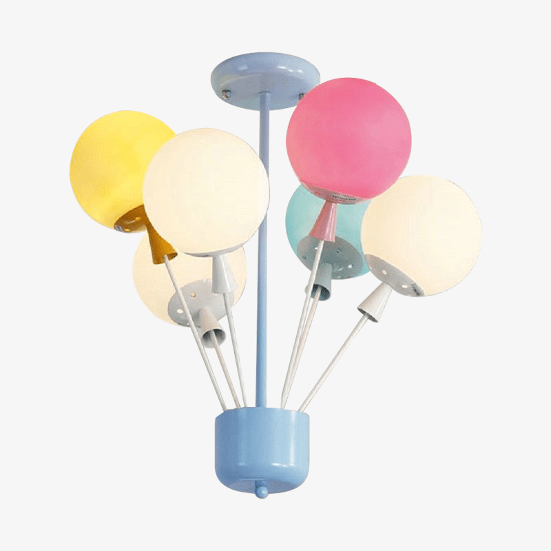 Lámpara de techo infantil con globos de cristal de colores