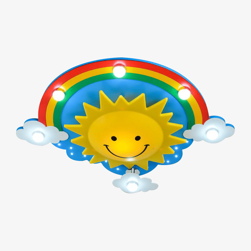 Lámpara de techo infantil LED cielo con sol y arco iris